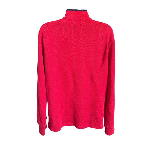 Polo Ralph Lauren Boys L 14/16 Red 1/4 Zip Pullover Sweater 100% Cotton Preppy - Picture 3 of 9